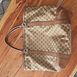 Gucci Gg Canvas Tote Bag Brown Kahaki Bag